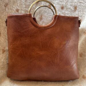 Altar'd State Tan Leather Hobo Bag with Gold Handles